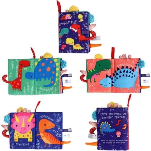 Baby Cloth Book Cartoon Animal Theme With Ringing Paper Tail Early Education Toys Toddler Kids Enlightenment Puzzle Cloth Book
