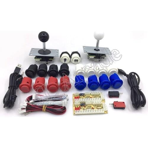 DIY Arcade Game kit USB To Zero Delay Board USB Encoder To PC /Raspberry pi 8 WAY Joystick 28mm Push Button 2 player set