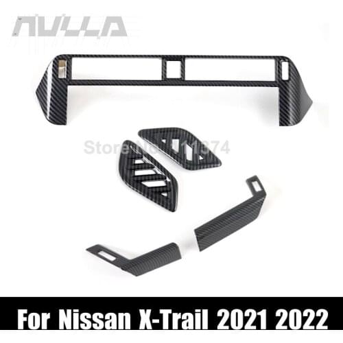 For Nissan X-Trail 2021 2022 Carbon Look Car Interior Front Up Center Air Condition Outlet Vent Decoration Frame Trim Accessorie