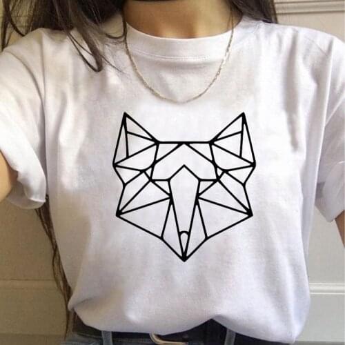 Geometric animal printed t shirt women 90s Graphic T-shirt Harajuku Tops Tee Cute Short Sleeve animal tshirt Female Tshirts