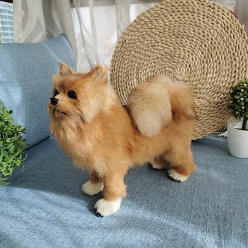 10" Simulation Japanese Spitz Fluffy Cute Fox Terrier Fur Home Decoration Crafts Action Figure Collectible Model Toy Plush