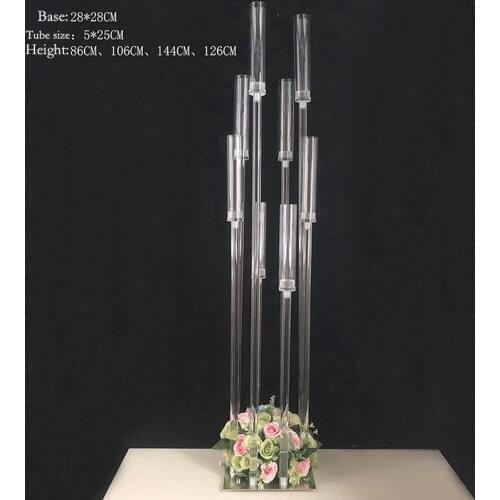 8 Heads Candlestick Metal Candle Holders Transparent Road Lead Candelabra Table Centerpiece Gold Candelabrum Stand Pillar G04901