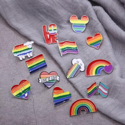 Fashion Colorful Pin Brooches Creative Cartoon Mini Rainbow Metal Button on Denim Hat Badge Pins Collar Jewelry