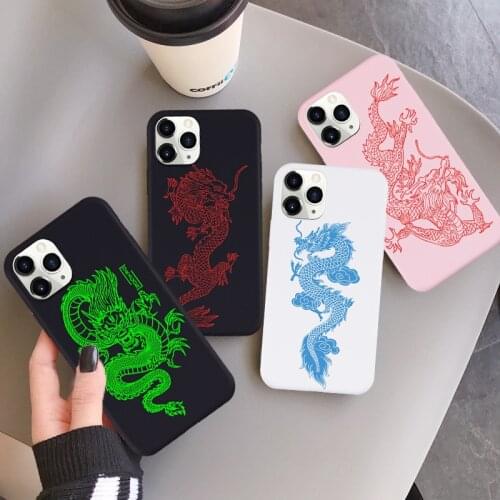 Fashion Dragon Phone Case for IPhone 7 8 Plus X XR XS 12 11 Pro MAX 6 6s Plus SE2 Luxury Animal Silicone Back Cover Fundas Shell