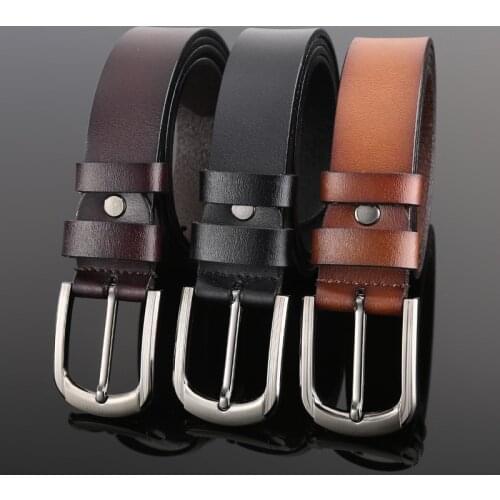 Genuine Leather MEN Belt Classic Pin Buckle Design Fashion Simple Modern Jeans Belt