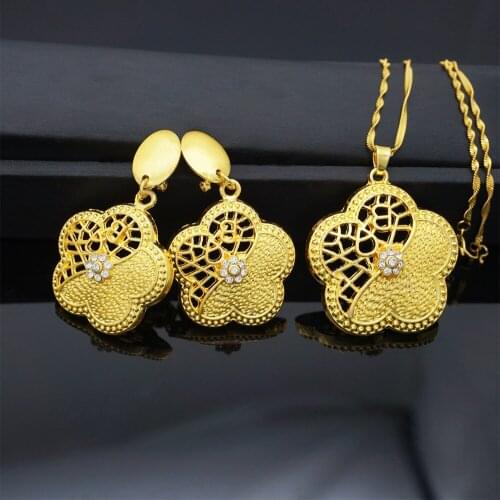 Jewelry set Nigeria Dubai gold-color African wedding NECKLACE EARRINGS jewelry set African Bridal Wedding Gifts