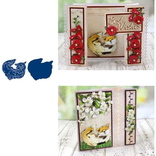 New Playful Fox Animal New Metal Cutting Data Slimline Essentials Scrapbooking Card Stencil Cut Die for Diy Handmade Card Crafts