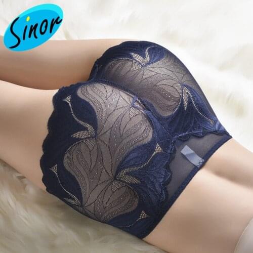 New Mid-Waist Plus-sized Sexy Lace Underwear Womens Seamless Belly Holding Pure Cotton Womens Triangle Underwear