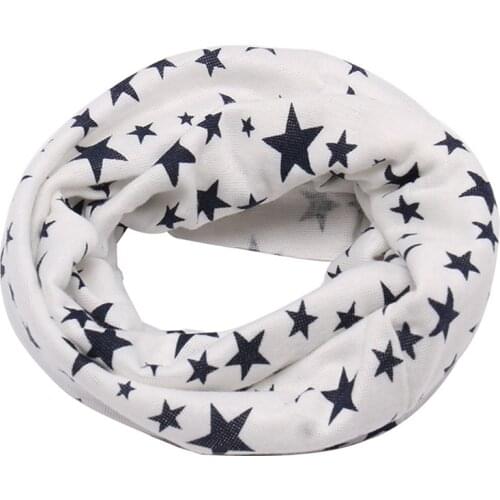 Autumn Winter Outdoor Neck Warmer O Ring Scarf For Kids Baby Cotton Ring Scarf Long Warm Stars Printed Snood Outdoor Neck Warmer