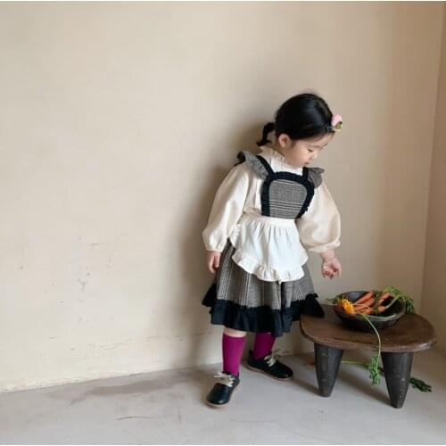 Dress Sleeveless Knee Length Pullover A-line Solid Regular Cotton New Fashion Simple Sweet Spring Autumn Children Girls