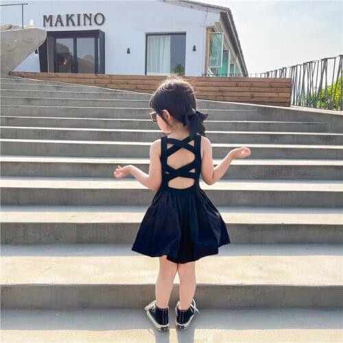 Summer Girls Elegant Goth Style Dress Sleeveless Off Shoulder Backless Tutu Dresses Toddler Kids Birthday Party Princess Dress