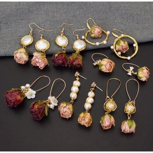 New 2Pcs 3D Rose Resin Dried Flower Charms for DIY Jewelry Making Dangle Beads Earrings Pendant Jewelry Making Findings серьги