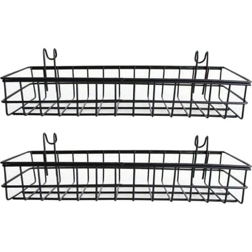 Practical 2PCS Heavy Duty Mesh Wall Metal Wire Basket, Grid Panel Hanging Tray Organizers