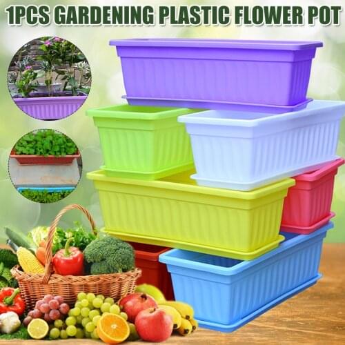 Flower Window Box PP Resin Rectangular Window Planters Vegetables Growing Container Garden Flower Plant Pot for Balcony Free