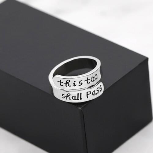 2021 Alloy Size Adjustable Ring This Too Shall Pass Women Girl Friend Gift