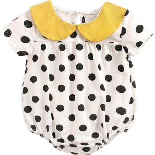Polka Dot Girl Baby Rompers Peter Pan Collar Cotton Outfits Newborn Fashion Toddlers Cute New Born Jumpsuit