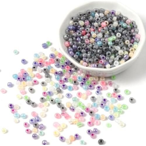 Glass Cream Seed Beads Cylinder Multicolor DIY Making Bracelets Loose Spacer Beads Jewelry 4mm x 3mm,1Packet ( 5700PCs/Packet)