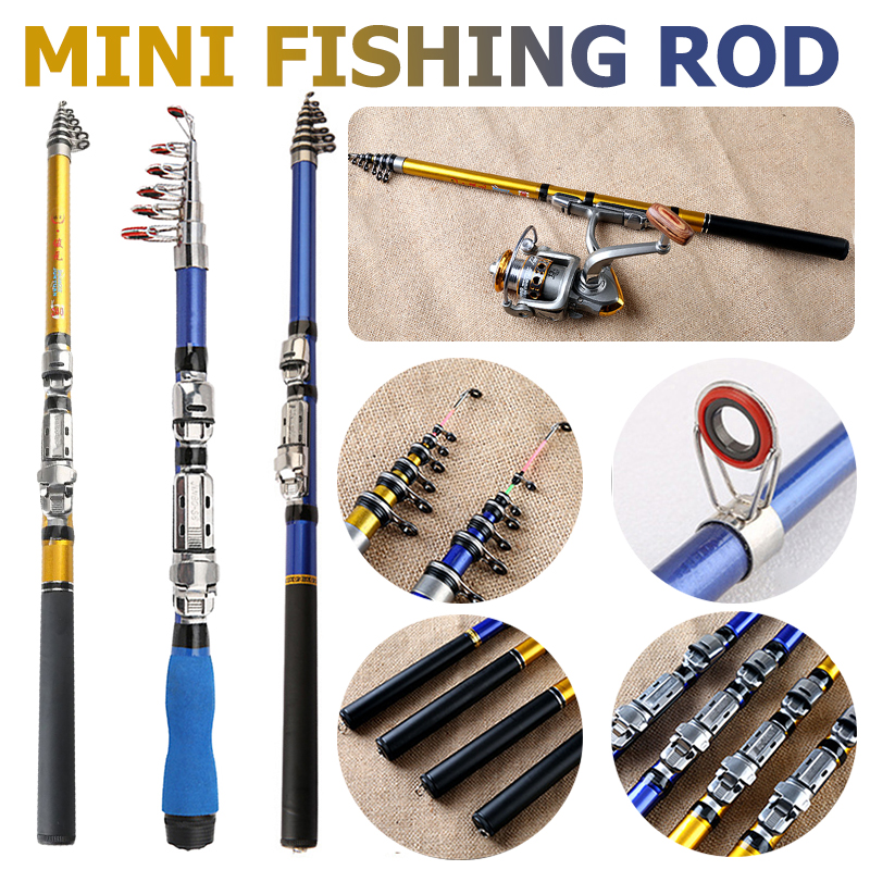 Portable Sea Fishing Rod Pole Carbon Fiber 1.5/1.8/2.1/2.4m Telescopic Spinning Reel Mini Fish Tackle Accessories Tools 2021 New