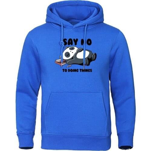 Say No To Doing Things Hoodies Mens Lovely Panda Sleeping Printing Streetwear Autumn Sweatshirt Color Hoody