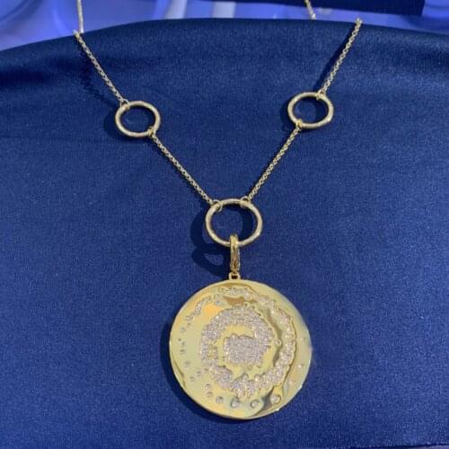 UMGODLY Brand Milky Way Necklace Fashion Full Cubic Zirconia Gold Color Charm Round Nebula Galaxy Pendant Women Party Jewelry