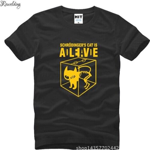 The Big Bang Theory Sheldon Schrodingers Cat is Alive Funny Printed Mens Men T Shirt T-Shirt New Cotton Tee Camisetas Hombre