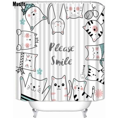 Musife Custom High Quality Cartoon Animals Shower Curtain Waterproof Bathroom Polyester Fabric Bathroom Curtain