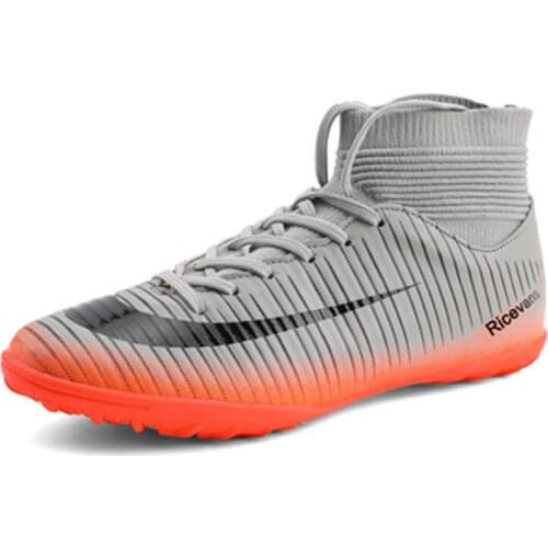 Unisex High Ankle Turf Soccer Shoes For Boys Girls Long Spike Tennis Sock Original Football Boots Cleats Trainning Sneakers