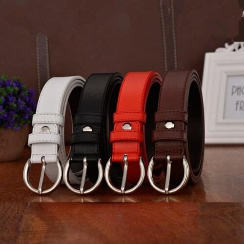 High Quality Leather Casual Women Belt Solid Black Red White Brown Female Belts Pin Buckle Strap Cinturon Mujer