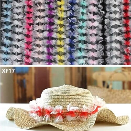 Zsbszc new 2 yards Double layer Flashing yarn 3D floral chiffon 6.5cm sewing lace trim hats Wedding dress DIY accessories XF17