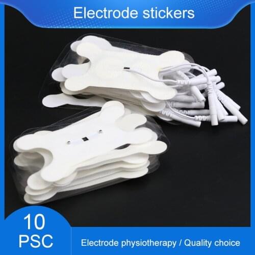 10pcs Tail Style Button Non-woven Physiotherapy Throat Massage Dysphagia Electrode Sticker for TNES Low Frequency Machine