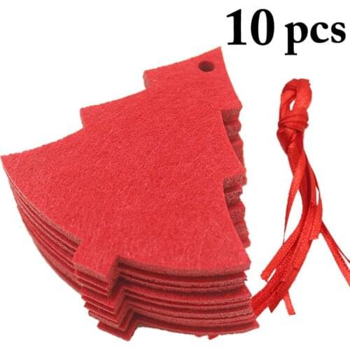 10PCS New Christmas Hanging Ornament Non-Woven Hanging Decor With Rope For Xmas Tree Felt Cloth Craft DIY Pendant