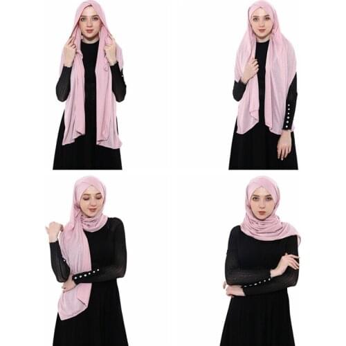 2019 Womens Elegant Modest Muslim Islamic Scarf Ramadan Soft Lightweight Jersey instant Hijab Long Headscarf Easy Ready to wear