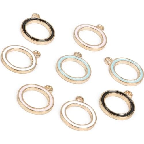 2020 10-12pcs/bag 15mm Alloy Round Enamel Charms Pendant For Necklace Bracelet Jewelry Making DIY Jewelry Findings Accessories