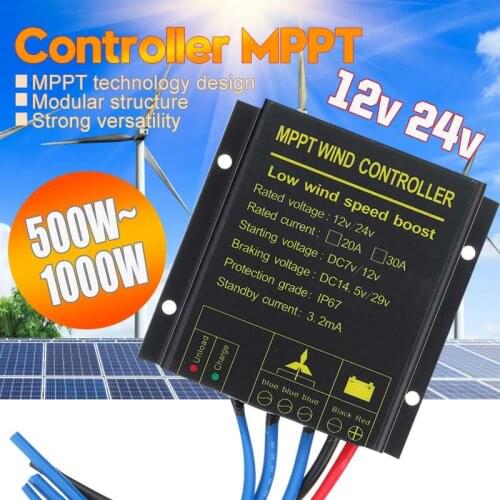 500-1000W MPPT Waterproof Charge Controller 12/24V Battery Auto 20A/30A MPPT Controller Regulator For Wind Turbine Generator