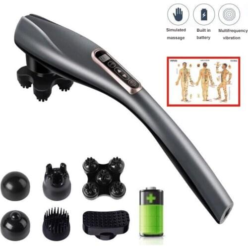 Rechargeable Hand Held Deep Massager for Muscles Neck Cordless Electric Body Massage with Port Design Deep Tissue Back Massager