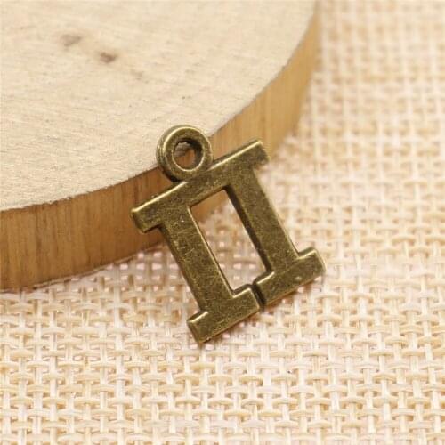 Free shipping 54pcs 17x13mm antique bronze Greek letter π charms diy retro jewelry fit Earring keychain hair card pendant