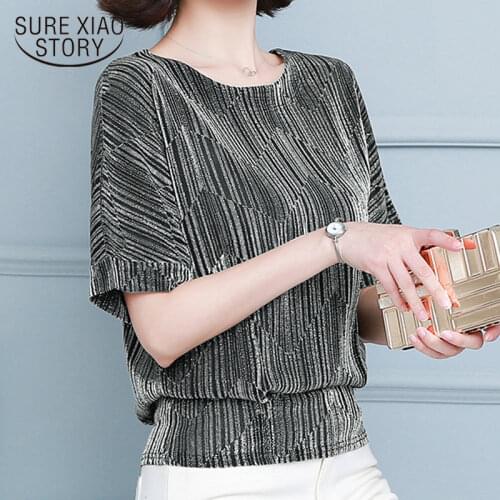 Glitter Shirt Tops Fashion Elegant Shiny Sequin Blouse Tunic Women Blouses Plus Size New Red Golden Shine Womens Blouses 10127