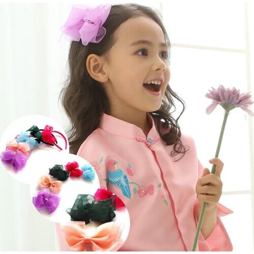 Boutique 20pcs Fashion Cute Gauze Hair Bow Hairpins Solid Kawaii Organza Bowknot Hair Clips Princess Headwear Accessories