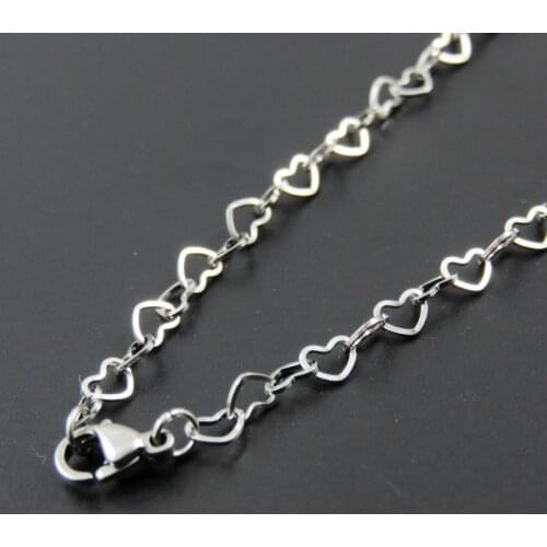 Fashion Women Chain Love Heart Chain Stainless Steel Heart Link Chain Necklace Christmas Gift Jewelry
