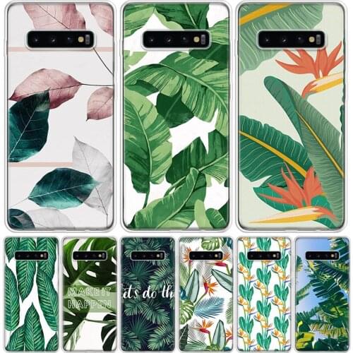 Summer Banana Leaf Phone Case for Samsung Galaxy S10 S20 Ultra Note 10 9 8 S9 S8 S7 J4 J6 J8 Plus Lite + Popular Cover Capa