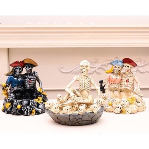 Halloween Decor Skull Ashtray Carnival Bar Party Scene Decoration Props Resin Skeleton Ashtray Skeleton Statues and Sculptures