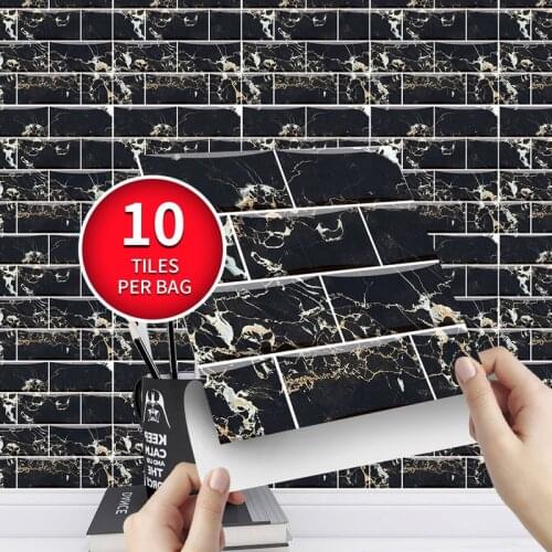 DIY Kitchen Bathroom Household Tile Sticker 10pcs Of Modern Mosaic Tile Sticker Waterproof Self-adhesive Floor 3D Wall Sticker