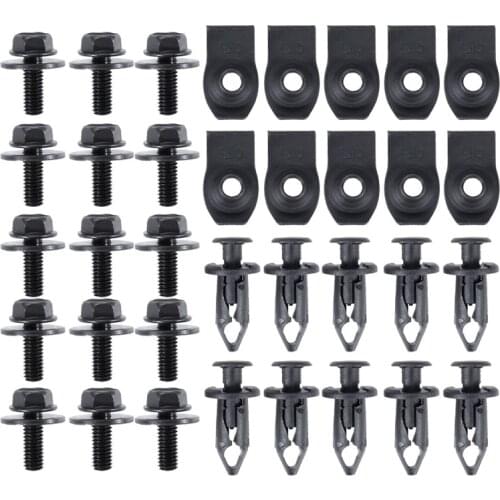 Engine Under Cover Splash Shield Guard Body Bolts Bumper Fender Liner Push Retainer Fastener Rivet Clips Extruded U-Nuts 35PCS