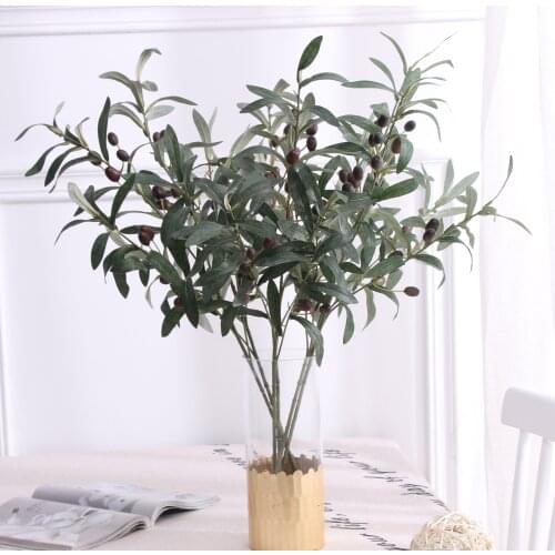 Artificial Green Olive Branch Fruit Fake Plant Wedding Home Photography Props Flower Arrangement Decoration Indoor Fake Flowers