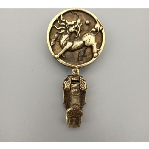 China Collection Brass Sculpture Kirin God Beast Belt Buckle Metal Crafts Home Decoration