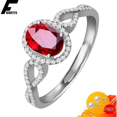 Retro 925 Silver Jewelry Ring for Women Oval Ruby Zircon Gemstones Open Finger Rings Wedding Engagement Party Gift Accessories