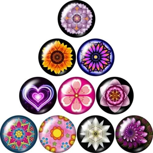 Beauty Flower pattern Daisy Rose gift 10pcs 12mm/16mm/18mm/25mm Round photo glass cabochon demo flat back Making findings