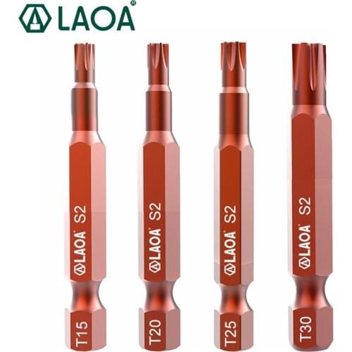 LAOA 1/4 Electric Screwdriver Torx Bits with Magnetic 50mm 100mm Length S2 Electric Hex Torx Head T8-T20-T40