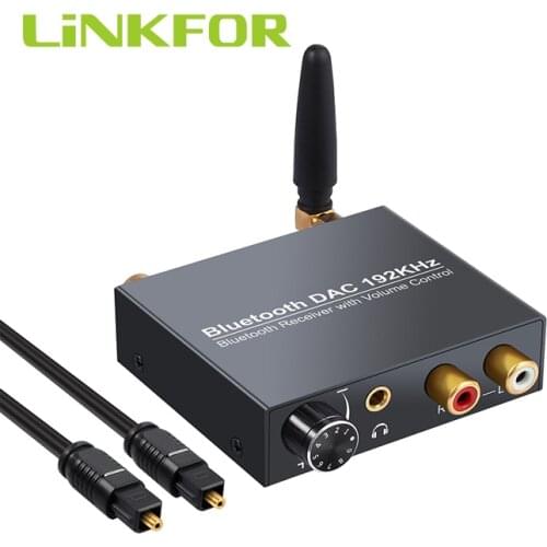 LiNKFOR Цифро-аналоговый аудио преобразователь 192 кГц с Bluetooth-приемником Беспроводной ЦАП аудио для Hi-Fi стерео аудио ЦАП