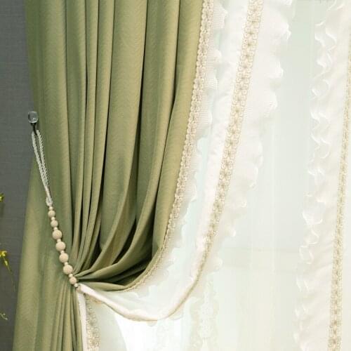 Matcha Green Nordic French Curtains for Living dining room bedroom Simple Atmospheric Velvet Korean American Guest Curtains